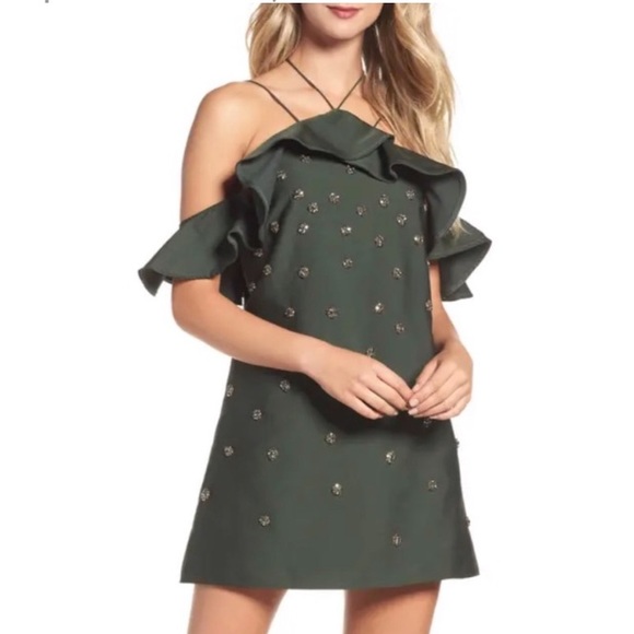green emerald velvet dress Buy C/Meo Collective Women's BE About You Long Sleeve Button Front Pleated  Skirt Dress, Green Daisy, XXS at Amazon.in main image 1